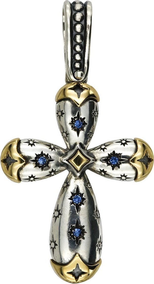 Крест из серебра и золота c фианитом