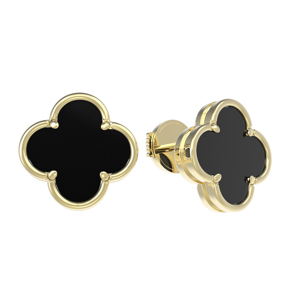 Серьги из лимонного золота c ониксом