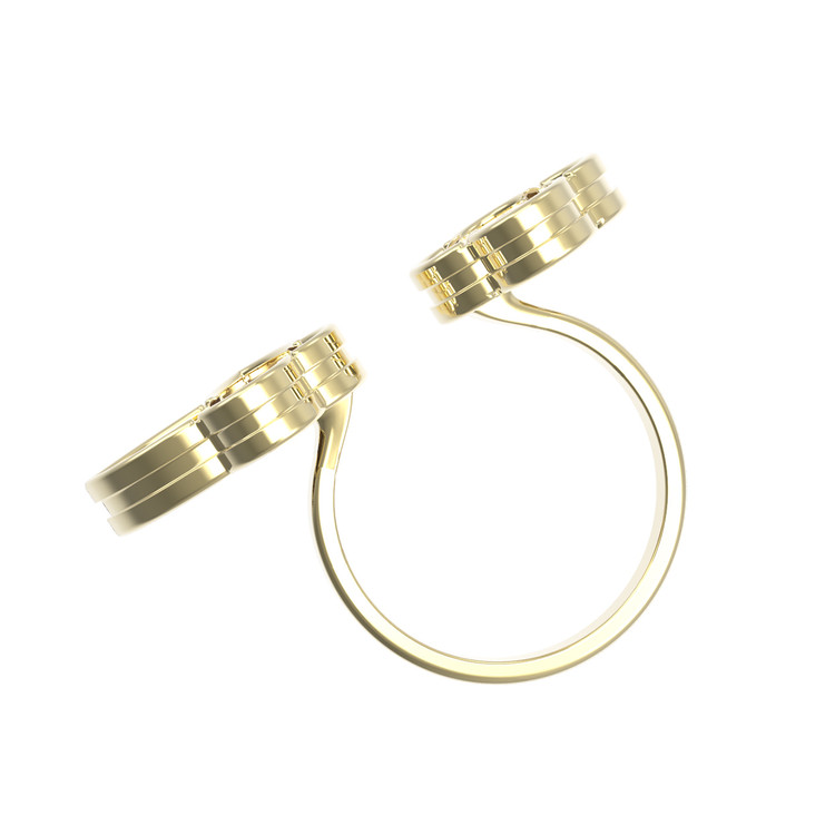 Кольцо из лимонного золота c тигровым глазом и перламутром