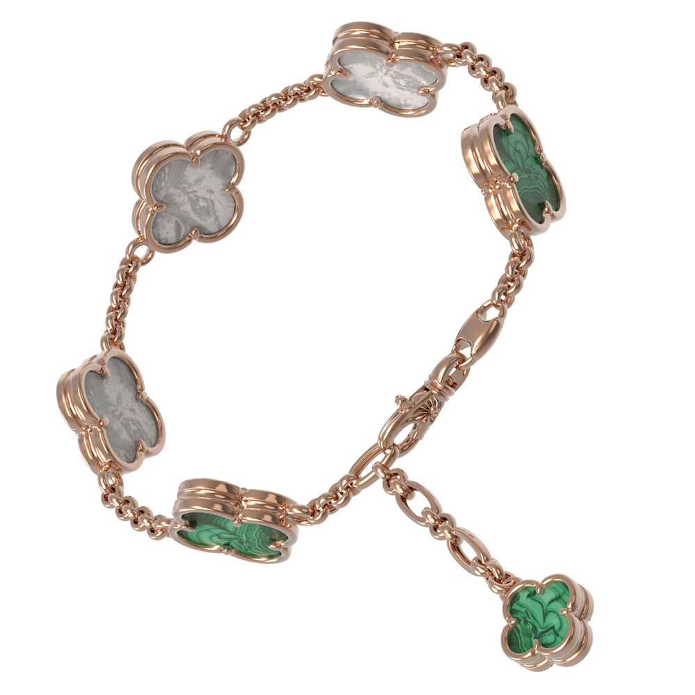 Браслет из золота c малахитом и перламутром