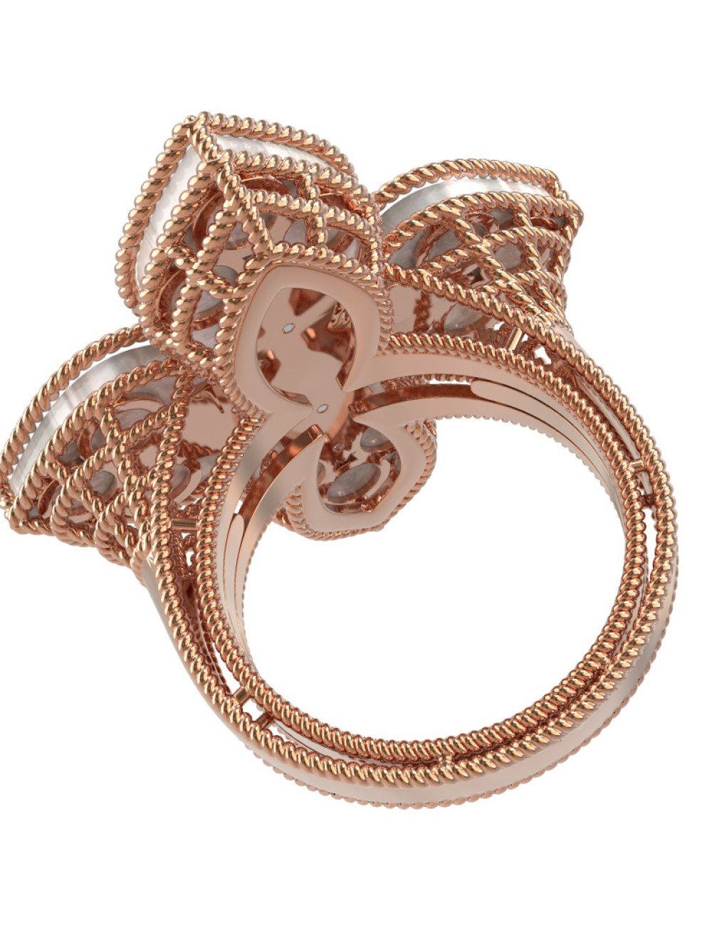 Кольцо из золота 585 пробы c бриллиантами и перламутром