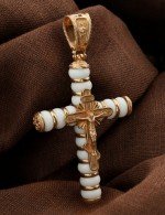 Крест из золота 585 пробы c агатом