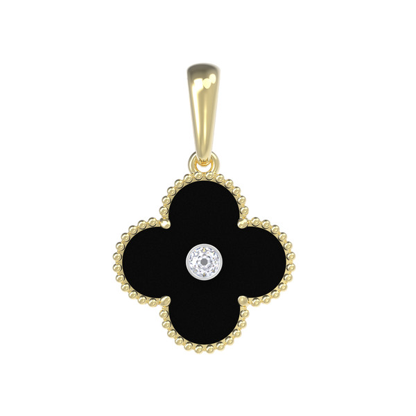 Подвеска из лимонного золота c бриллиантами и ониксом