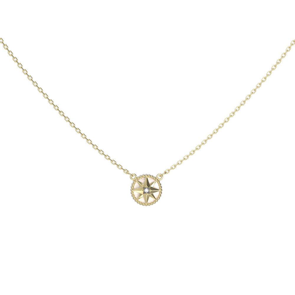 Колье из лимонного золота c бриллиантами и перламутром