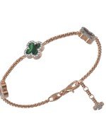 Браслет из золота 585 пробы c бриллиантами, малахитом и перламутром