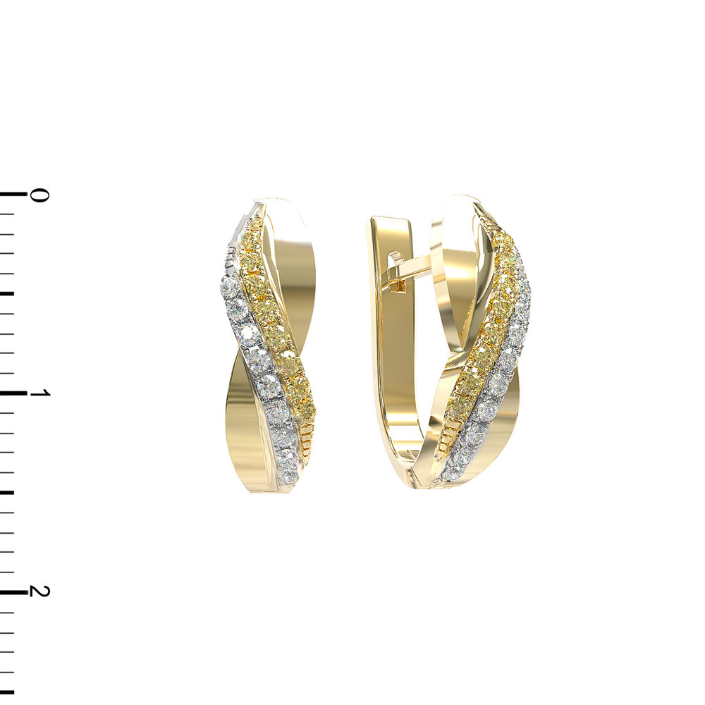 Серьги из лимонного золота c бриллиантами и сапфиром