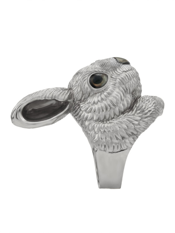 Кольцо из белого золота c эмалью