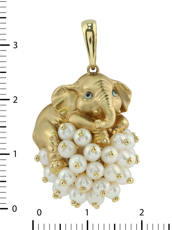 Подвеска из лимонного золота c эмалью и жемчугом