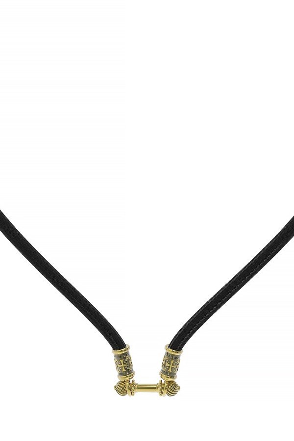 Шнурок шёлковый из лимонного золота c шёлковым шнурком