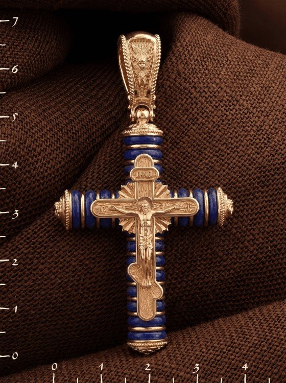 Крест из золота c лазуритом