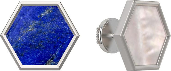 Серьги из белого золота c лазуритом и перламутром