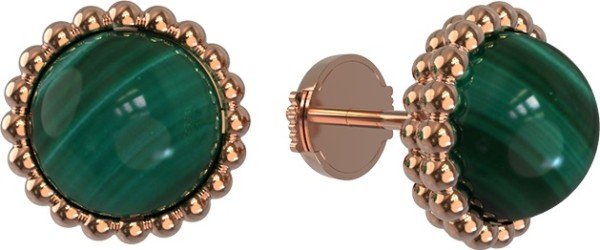 Серьги из золота 585 пробы c малахитом