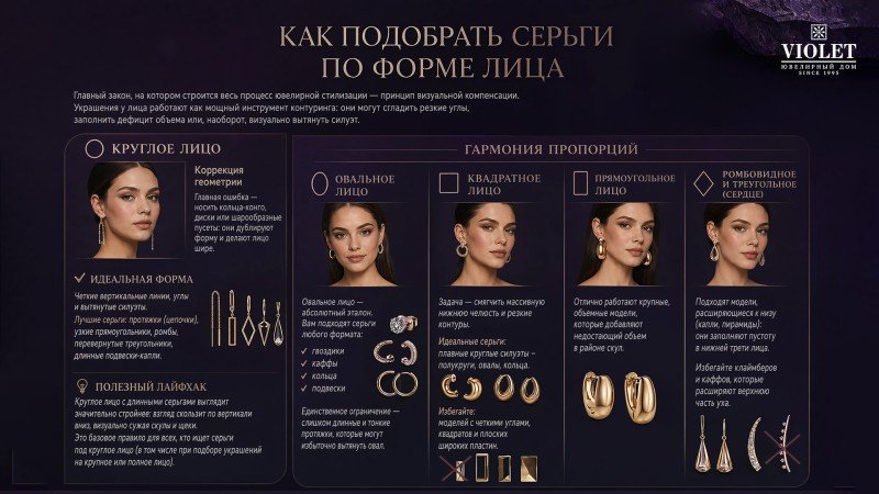 Как правильно выбрать и подобрать серьги по форме лица, цвету глаз и стилю одежды