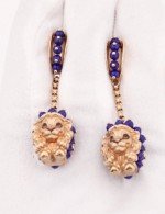 Серьги из золота 585 пробы c эмалью и лазуритом