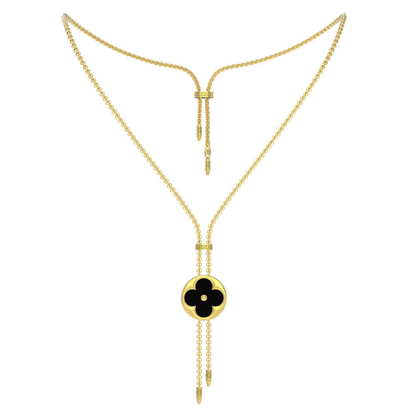 Колье из лимонного золота c ониксом и перламутром