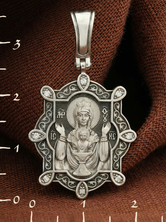 Образок из белого золота c бриллиантами