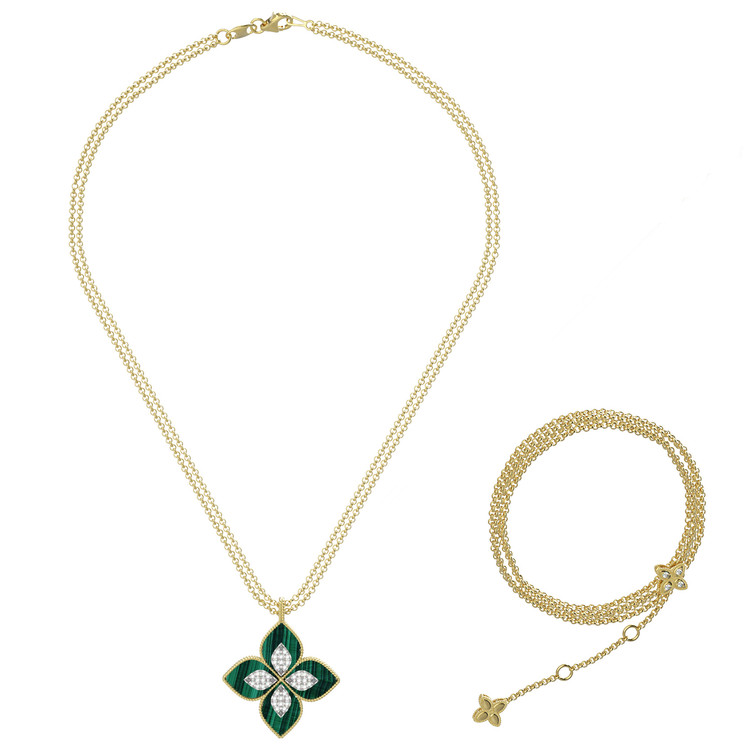 Колье из лимонного золота c бриллиантами и малахитом