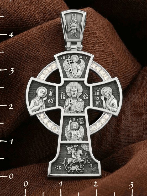 Крест из белого золота c бриллиантами