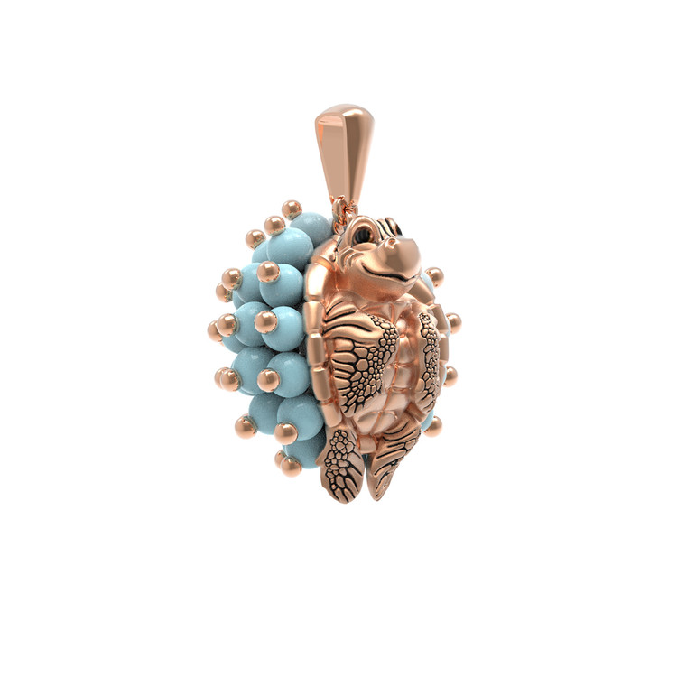 Подвеска из золота c эмалью и бирюзой