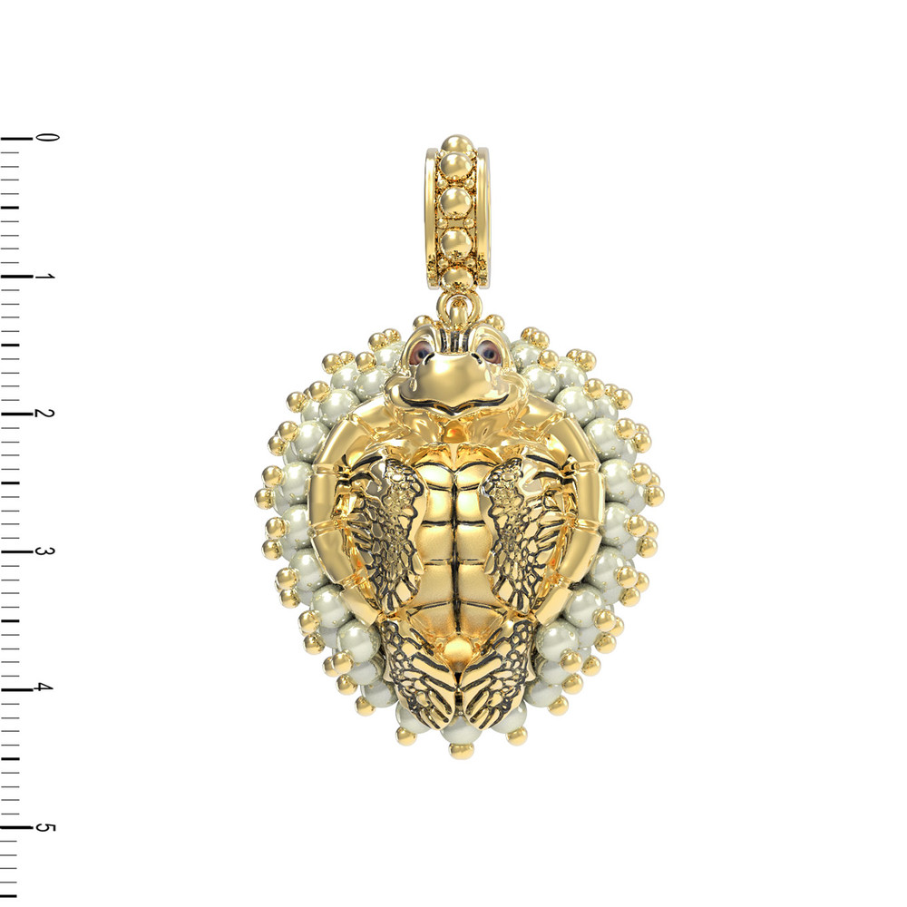 Подвеска из лимонного золота c эмалью и жемчугом