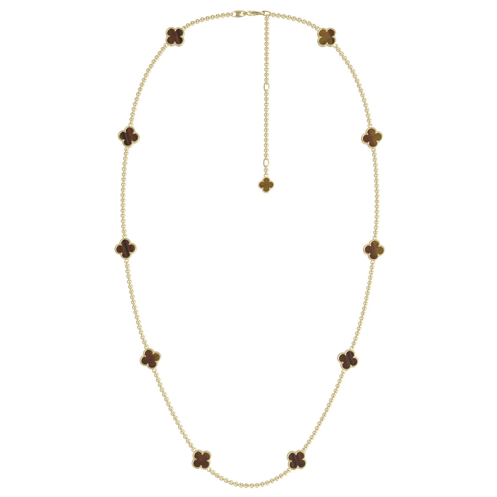 Колье из лимонного золота c тигровым глазом