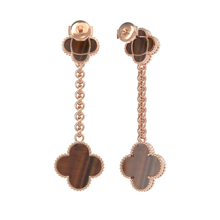 Серьги из золота c тигровым глазом