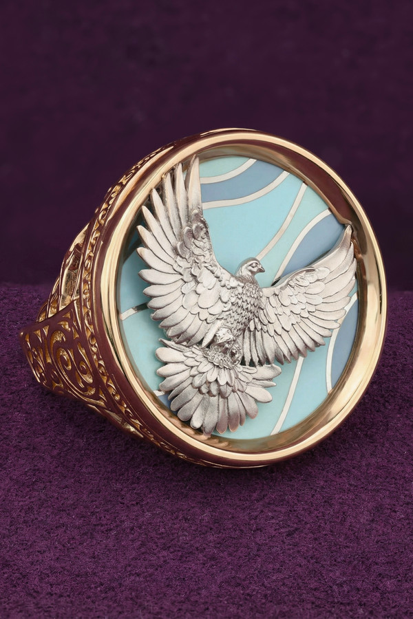 Кольцо из золота c эмалью