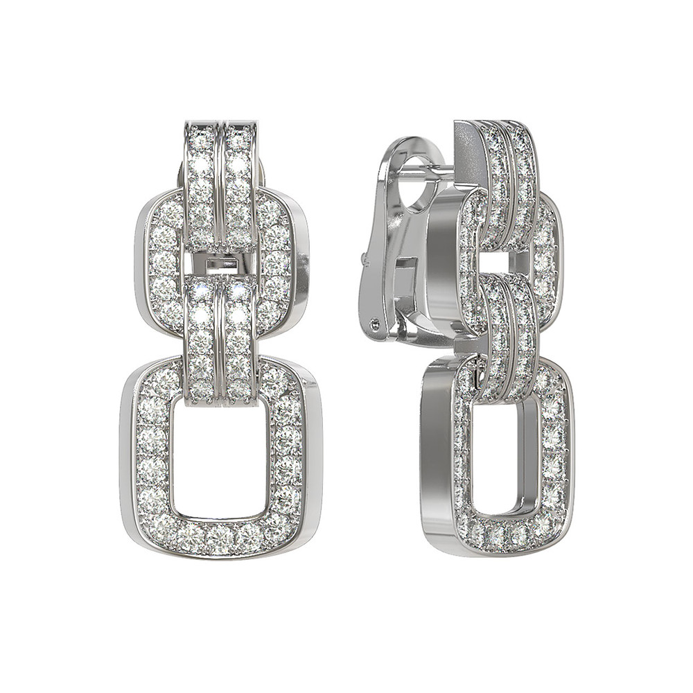 Серьги из белого золота c бриллиантами