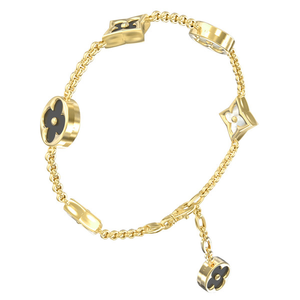 Браслет из лимонного золота c ониксом и перламутром