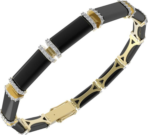 Браслет из лимонного золота c бриллиантами и ониксом