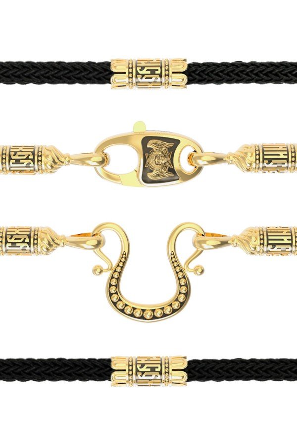 Шнурок шёлковый из лимонного золота c шёлковым шнурком