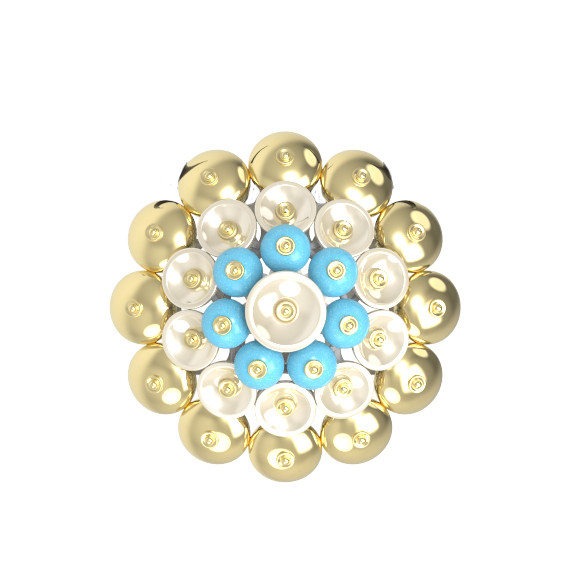 Подвеска из лимонного золота c бирюзой и перламутром