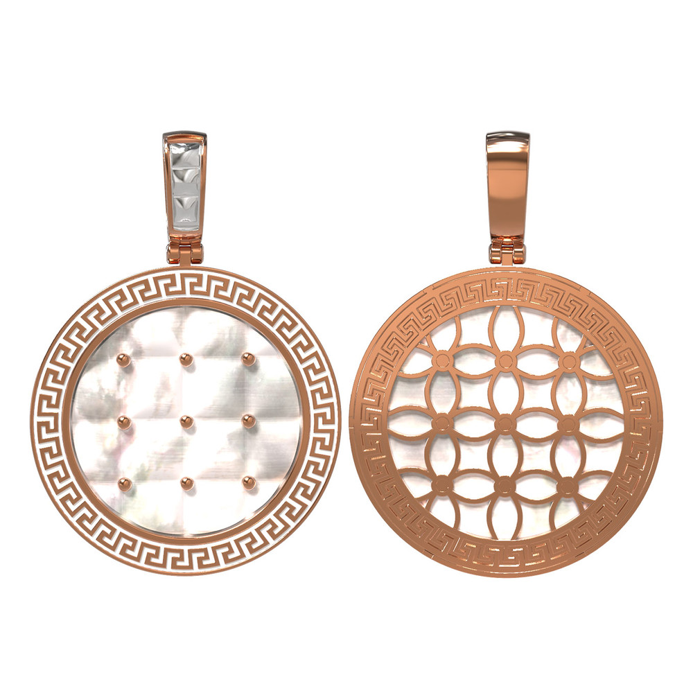 Подвеска из золота c эмалью и перламутром