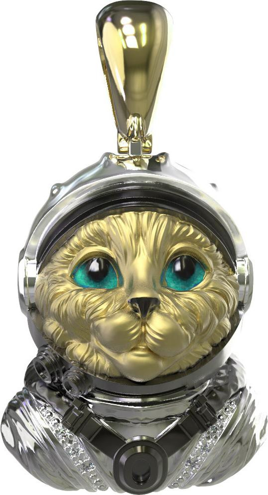 Подвеска из лимонного золота c эмалью, бриллиантами и рубином