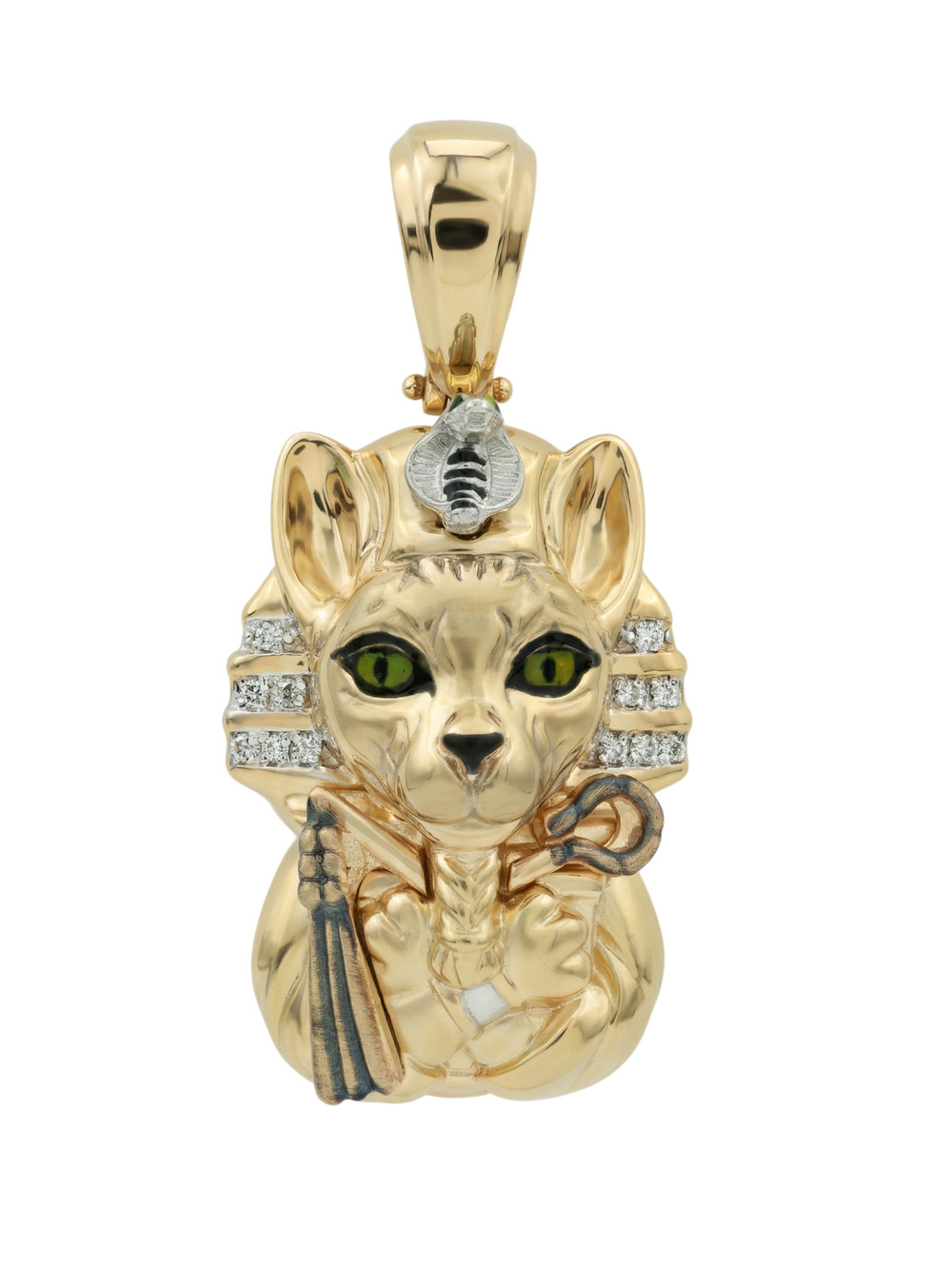 Подвеска из лимонного золота c эмалью, бриллиантами и рубином