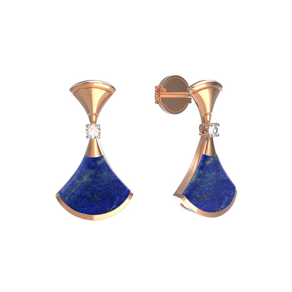 Серьги из золота c бриллиантами и лазуритом