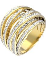 Кольцо из лимонного золота 585 пробы c фианитом