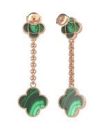 Серьги из золота 585 пробы c малахитом