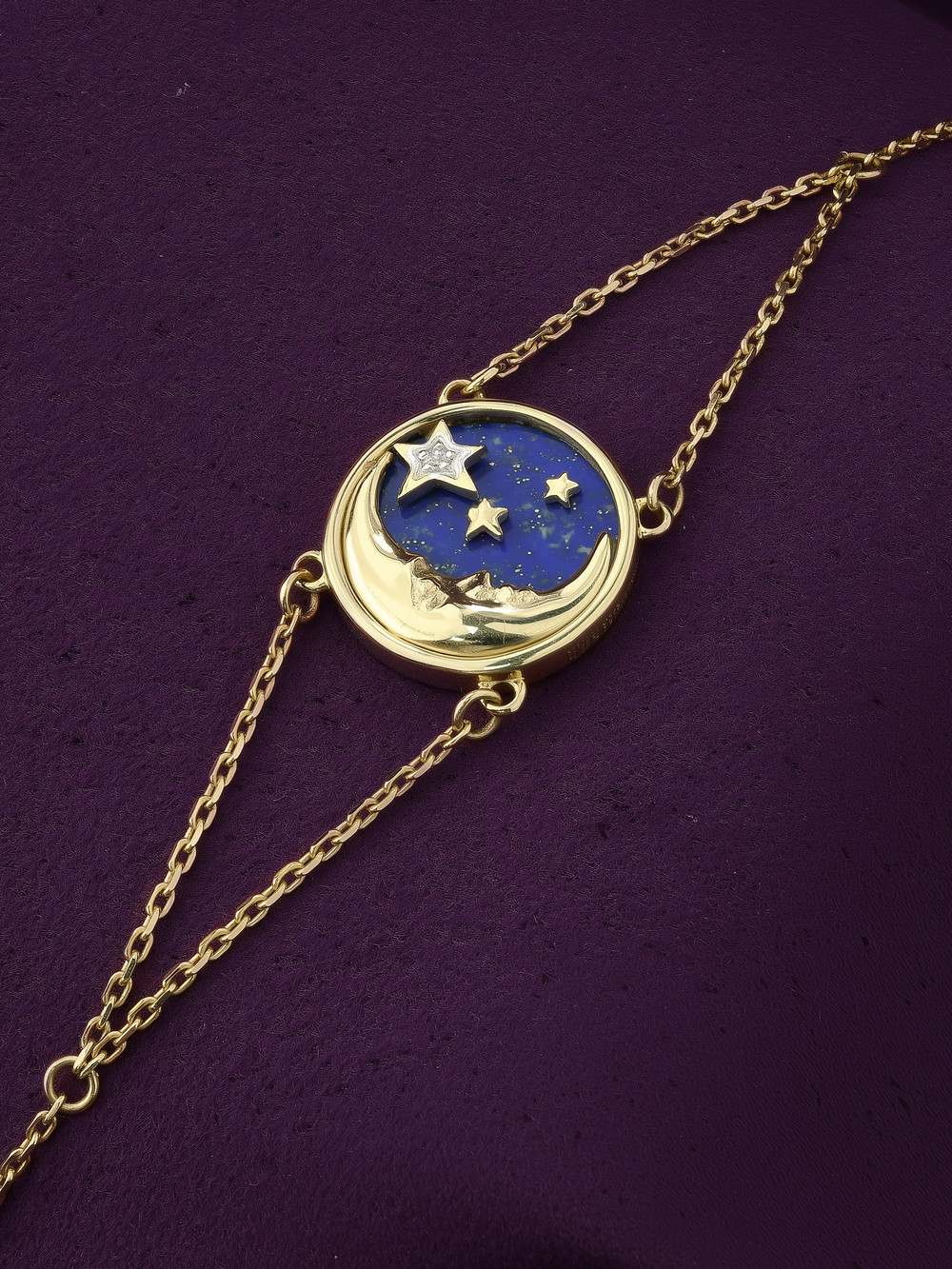 Браслет из лимонного золота c бриллиантами и лазуритом