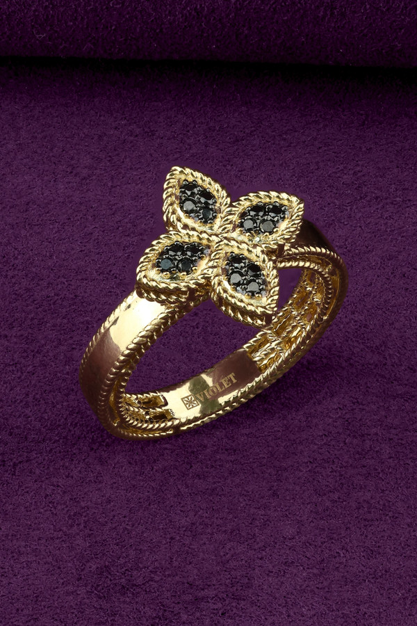 Кольцо из лимонного золота c бриллиантами