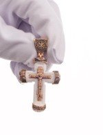 Крест из золота 585 пробы c бивнем мамонта