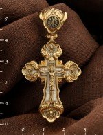 Крест из лимонного золота 585 пробы c бивнем мамонта