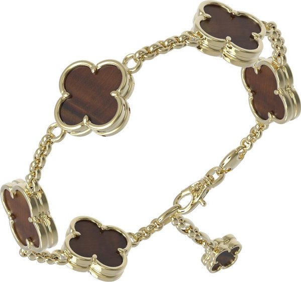 Браслет из лимонного золота c тигровым глазом