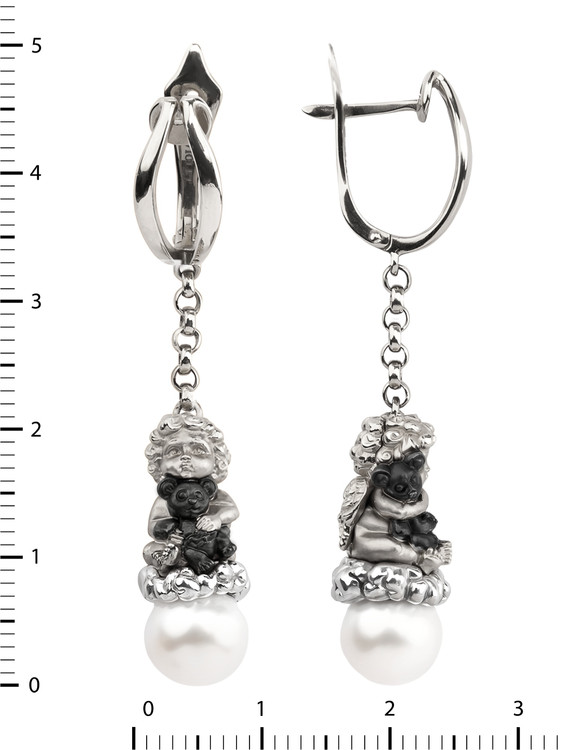 Серьги из белого золота c жемчугом