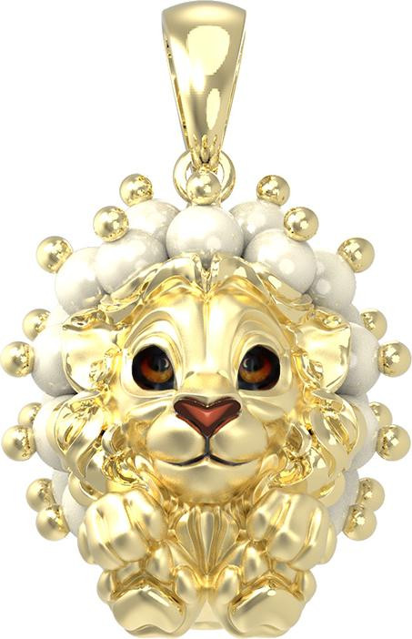 Подвеска из лимонного золота c эмалью и жемчугом