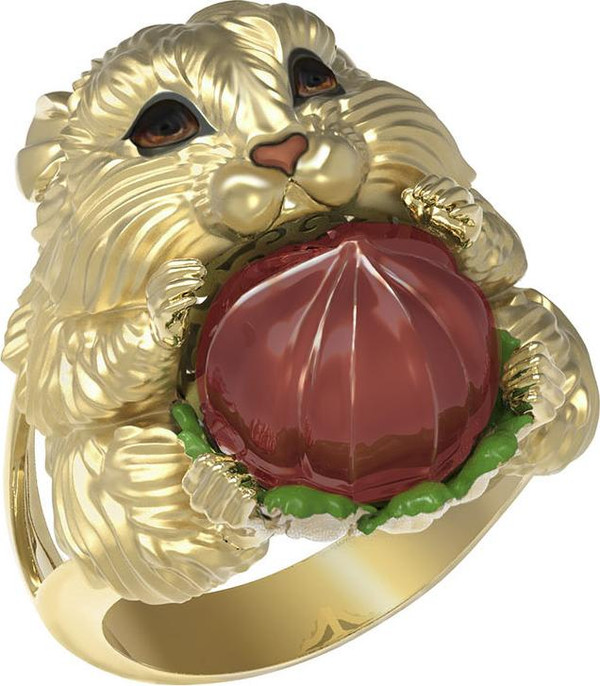 Кольцо из лимонного золота c эмалью