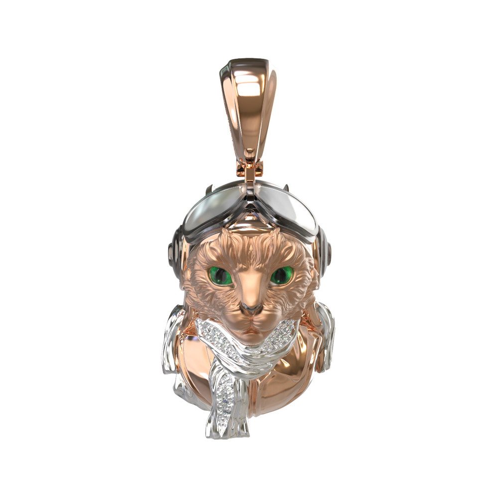 Подвеска из золота c эмалью, бриллиантами и рубином