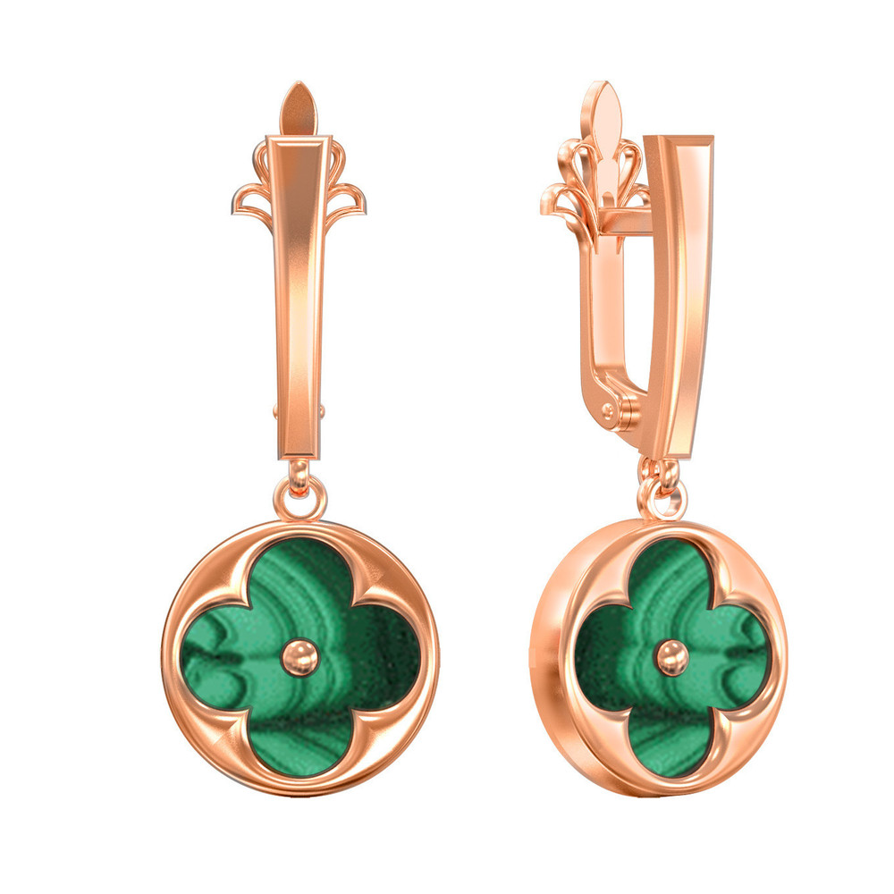 Серьги из золота c малахитом