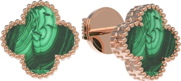 Серьги из золота 585 пробы c малахитом