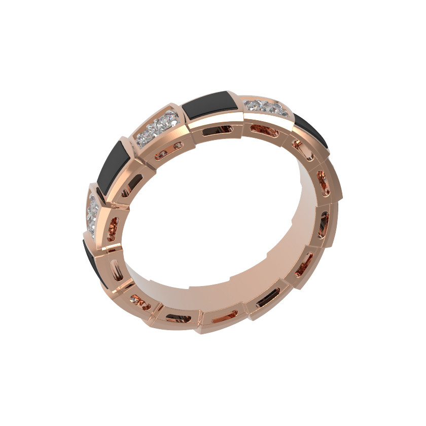 Кольцо из золота c бриллиантами и ониксом